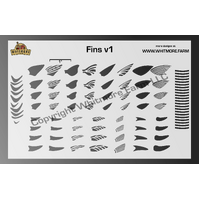 Fins v1 Assortment Fishing Lure Airbrush Stencil