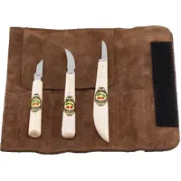 KIRSCHEN CHIP CARVING KNIFE 3-PCE SET - Suede Leather Display Roll