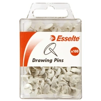 Esselte Drawing Pins White 10mm head x 9mm long