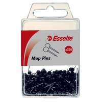 Esselte Black Map Pins 4mm head x 17mm long