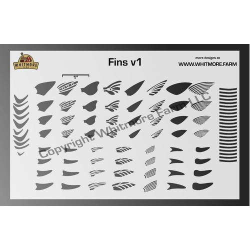 Fins v1 Assortment Fishing Lure Airbrush Stencil