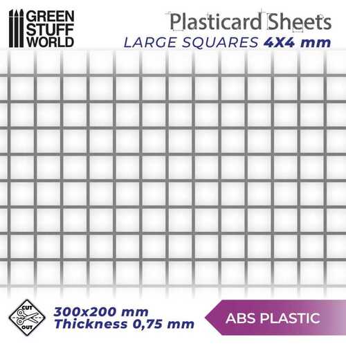 ABS Plasticard - Large Squares Textured Sheet A4