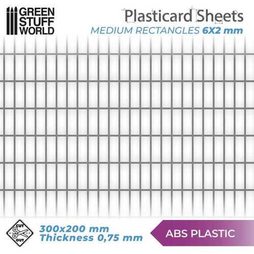 ABS Plasticard - Medium Rectangles Textured Sheet A4