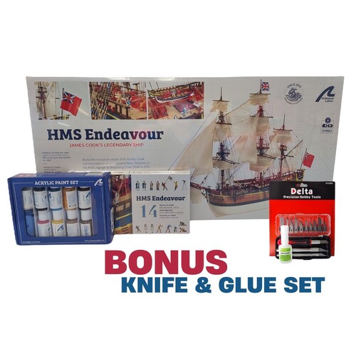 Artesania HMS Endeavour 1/65 Kit with Paint and Figurines